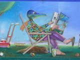 Niedzielna lektura, 1985, kredka olejowa i pastel, 58x104 cm
