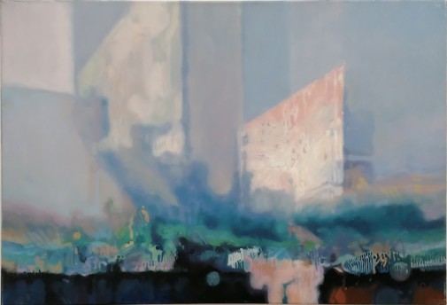 Daria Solar, _Sky-Scrapers in the Mist_, olej na płótnie, 50 x 70 cm, Leonarda Art Gallery, 3500 zł