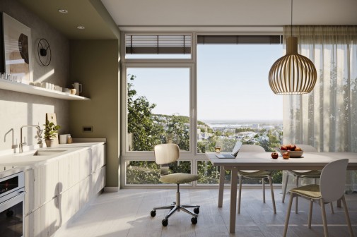 HÅG Tion 3D-rendering Home Office Kitchen